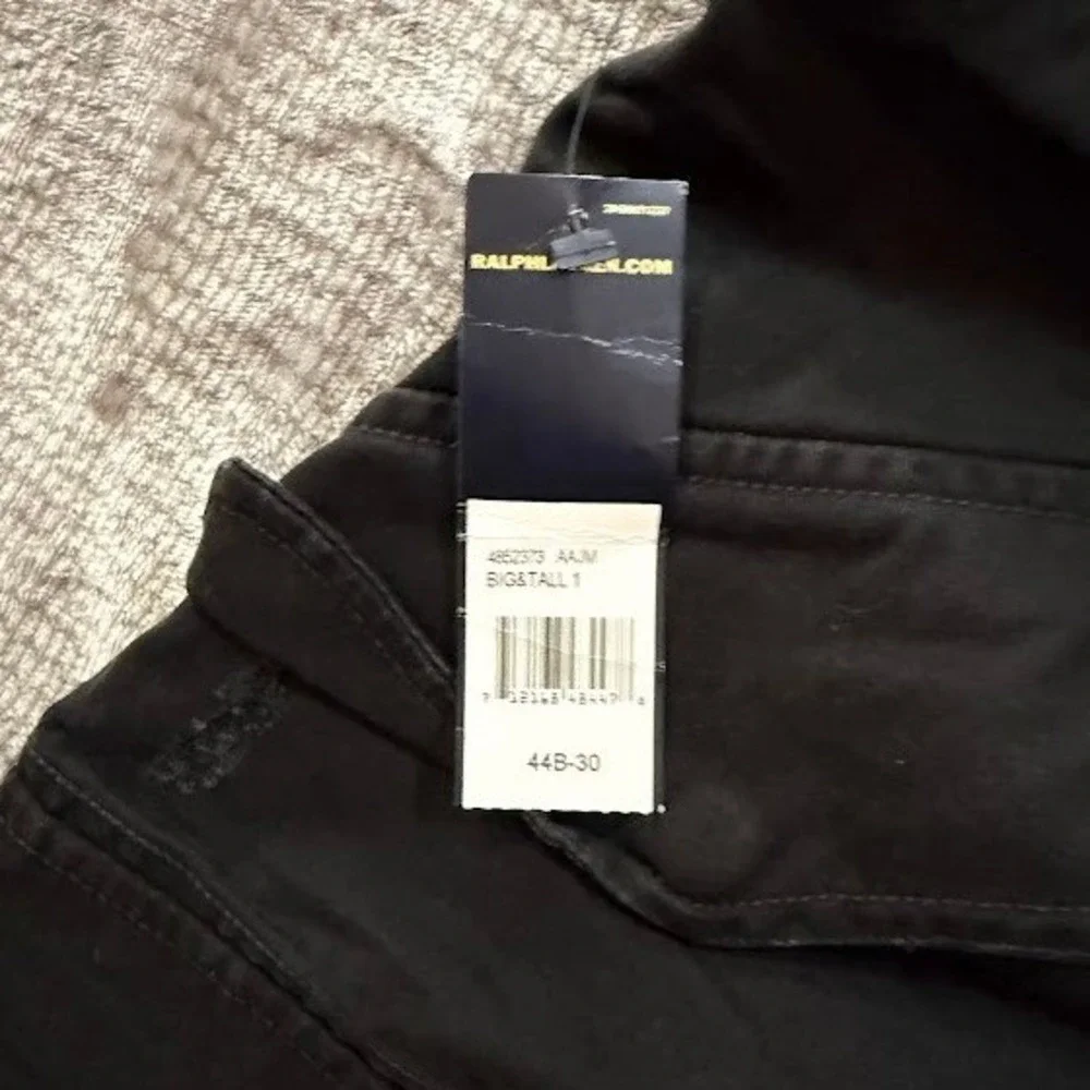 Polo Ralph Lauren Mens Big & Tall Cargo Pants Black Cotton 44x30 NWT